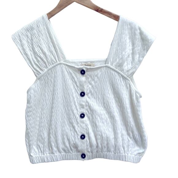 Madewell Crinkle-Knit Button Front Top Size M - Picture 1 of 8
